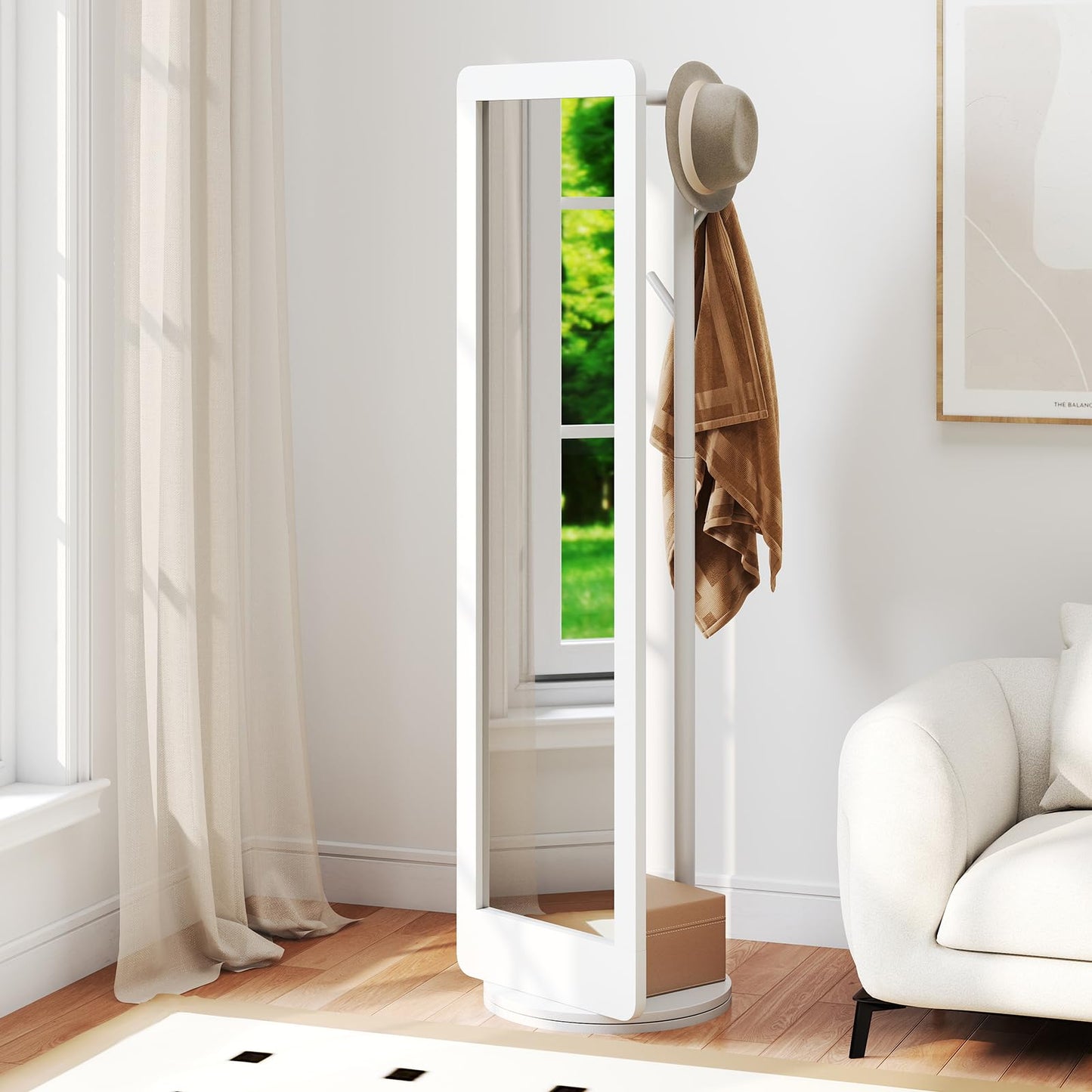 Full Length 2-in-1 Freestanding Dressing Mirror with Coat Rack