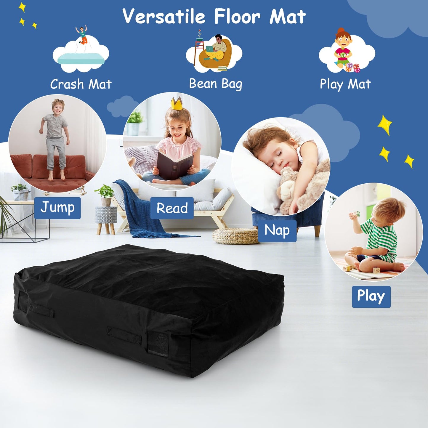Crash Pad for Children, 4 x 3 FT Soft Sensory Mat