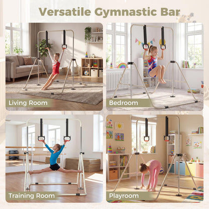 Folding Gymnastics Bar, Height Adjustable Horizontal Kip Bars with Anti-slip Base