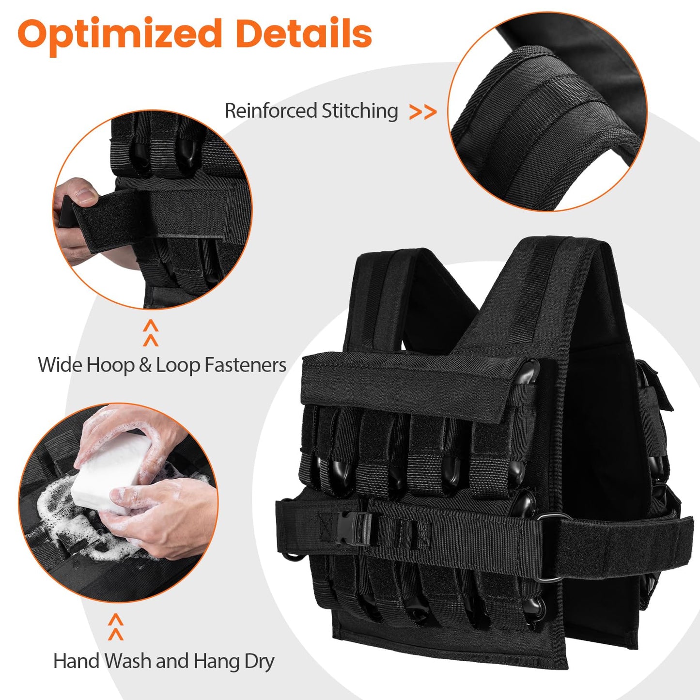 Weighted Vest, 20kg Fitness Weight Vests with Adjustable Buckles & Mesh Bag