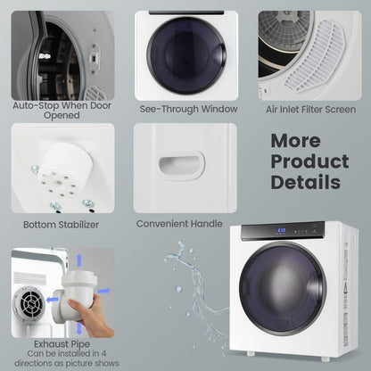 4KG Compact Dryer with Stainless Steel Tub and Multi-layer Filtration