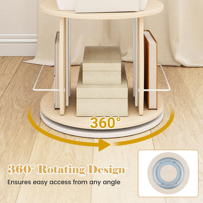 3-Tier 360° Spinning Bookshelf Tower with Display Stands for Small Spaces