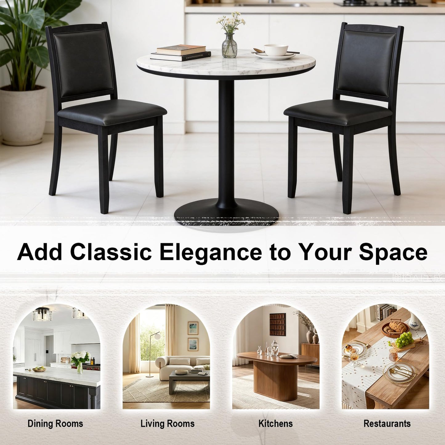 Dining Chairs, Faux Leather Upholstered Kitchen Chairs with Padded Seat