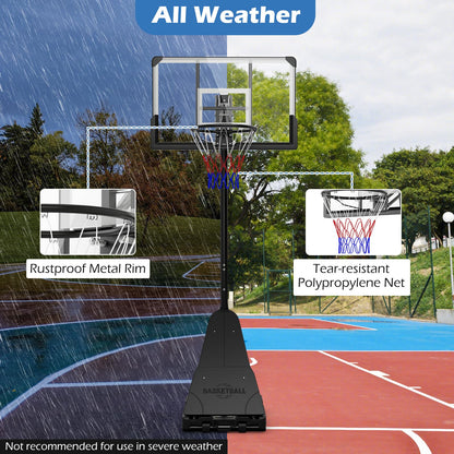 Basketball Hoop System with 44 Inch Shatterproof Backboard and Basketball Rebounder