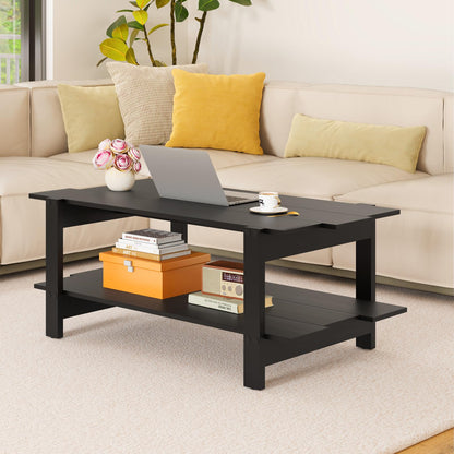 2 Tier Coffee Table with Storage Shelf for Living Room