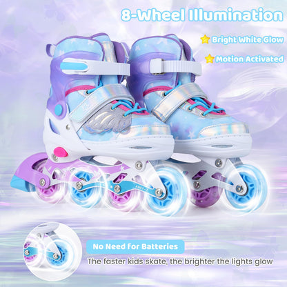 Kids Inline Skates for Boys & Girls, 4 Sizes Adjustable Blades Roller Skates