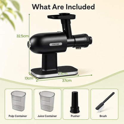 Cold Press Juicer Machine with Reverse Function, Pusher & Brush