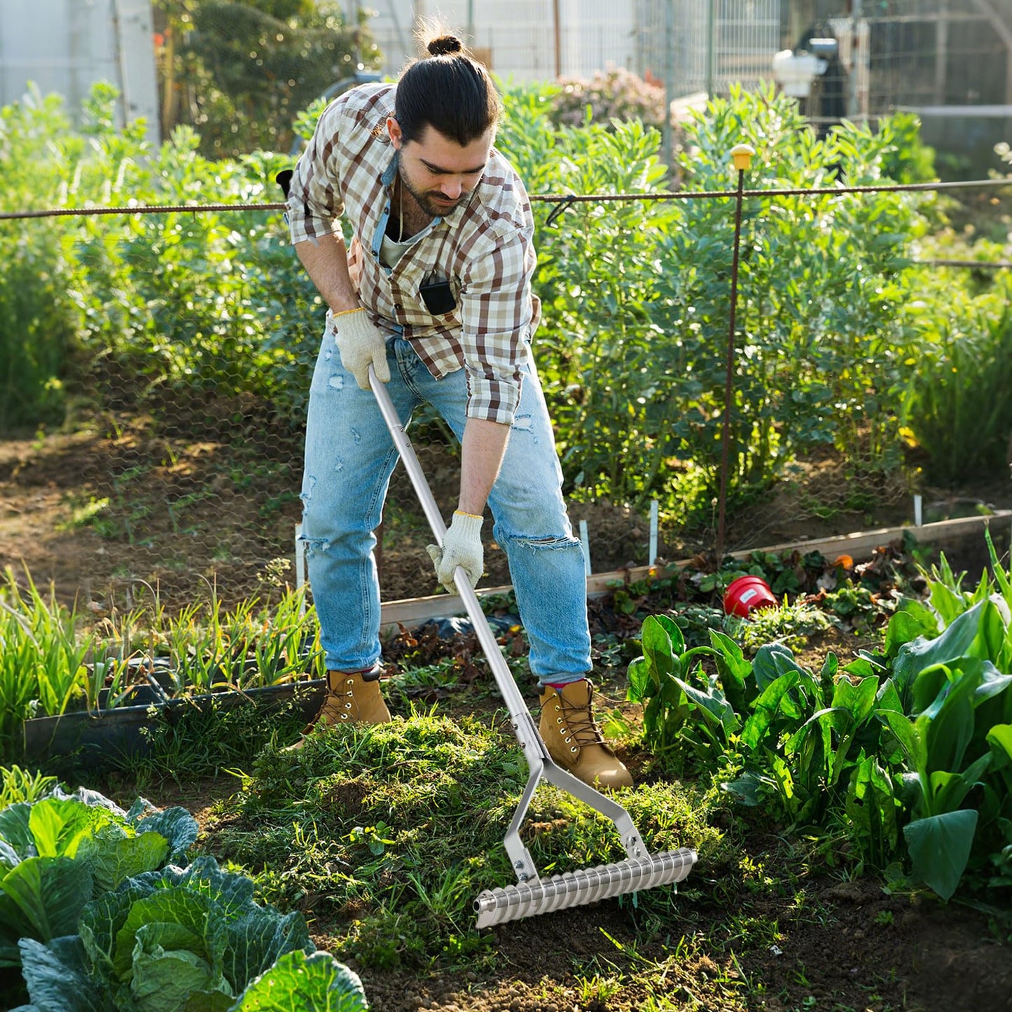 178 cm Aluminum Garden Thatch Rake