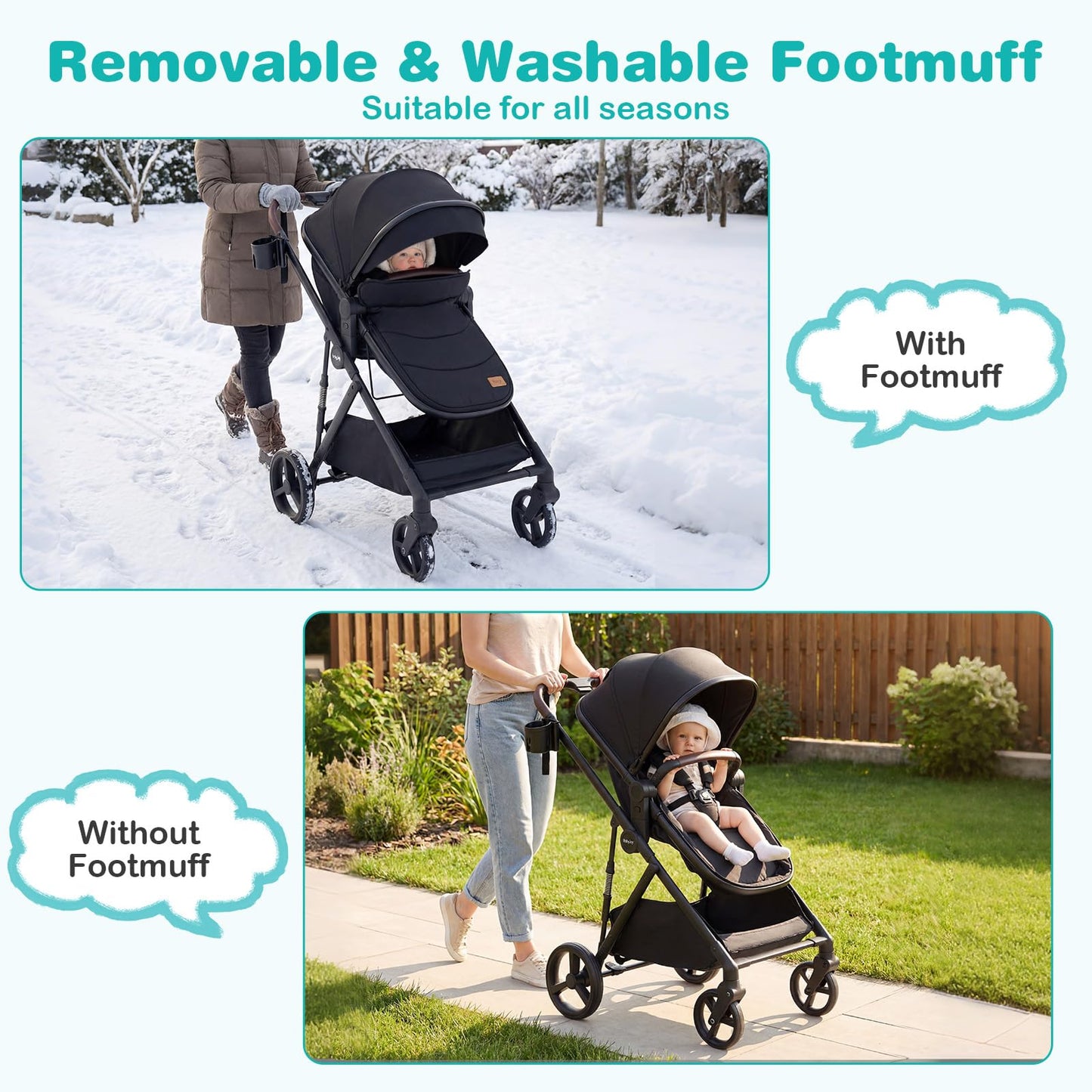 2 in 1 Baby Stroller Convertible High Landscape with Bassinet Mode Reversible Seat