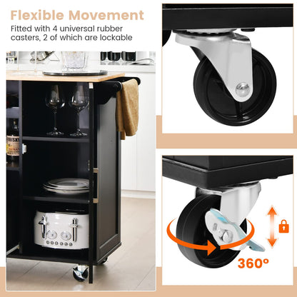 Drop-Leaf Kitchen Island on Wheels, Rolling Storage Trolley Cart