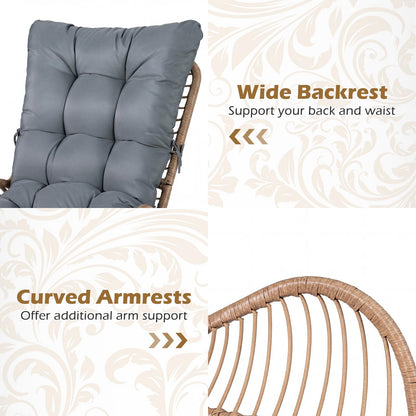 PE Rattan Leisure Chair with Cushion and Solid Metal Frame