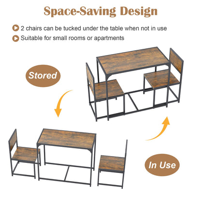 Dining Table and Chairs Set, Breakfast Table Furniture with 2 High Back Chairs