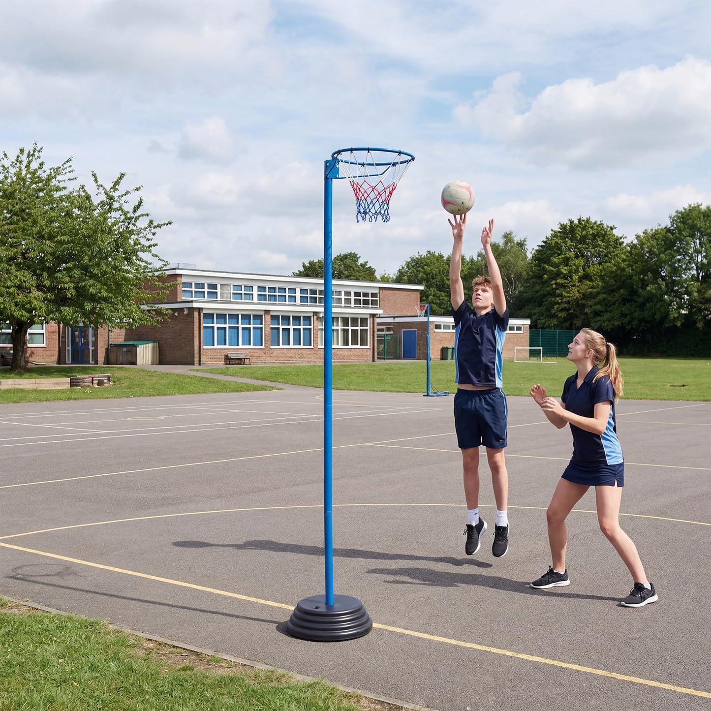 Netball Stand and Post, Adjustable Basketball Goal System