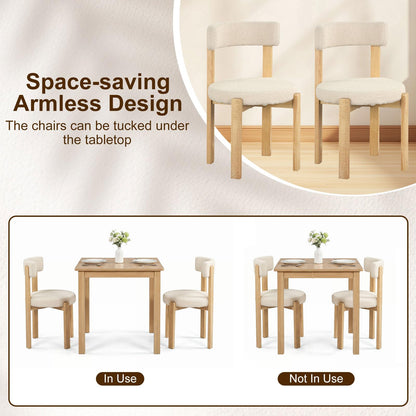 Dining Chairs Set of 2, Teddy Fleece Upholstered Kitchen Chairs with Padded Seat