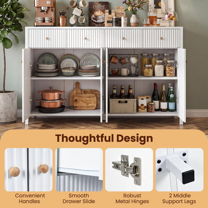 4-Door Kitchen Sideboard, 160cm Wide Buffet Storage Cabinet with 4 Drawers