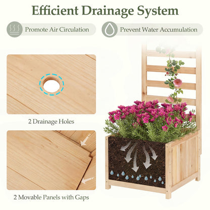 Wooden Planter with Trellis, Raised Garden Bed with Drainage Holes