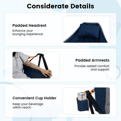 Folding Hammock Camping Chair with Adjustable Back Head Pillow
