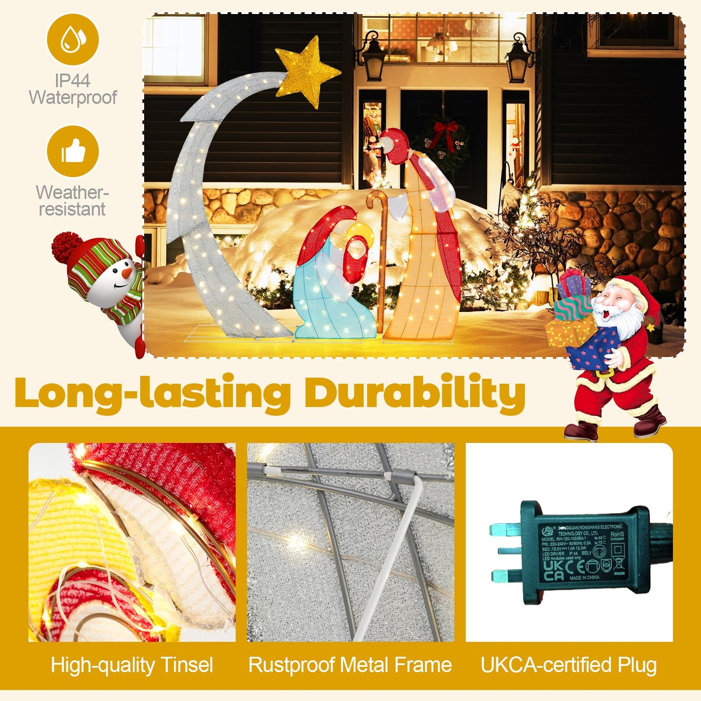 Outdoor Christmas Decoration with 140 LED Lights and Zip Ties