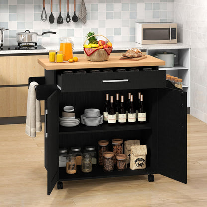 Kitchen Island Cart with Storage and Adjustable Shelf