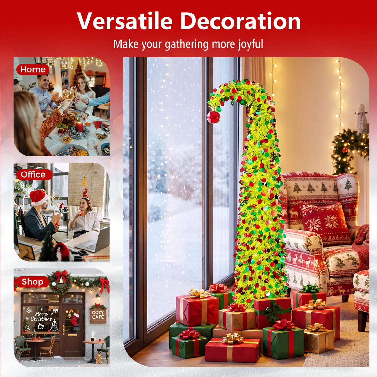 150 cm Pop Up Whimsical Christmas Tree, Easy Setup, Lime-Green