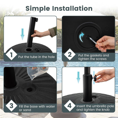 27KG Water and Sand Fillable Umbrella Stand with Built-in Handle