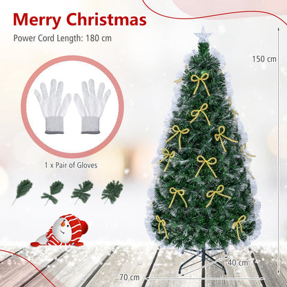 5FT Fiber Optic Christmas Tree, Pre-lit Artificial Xmas Tree