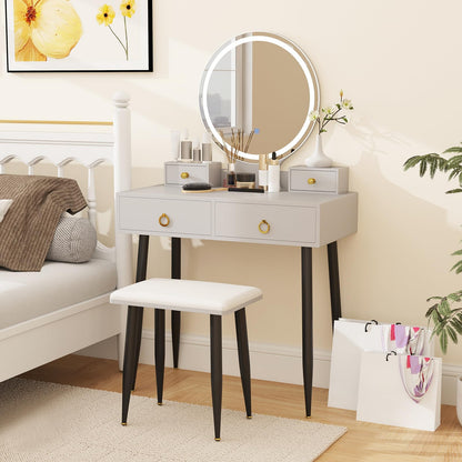 Makeup Vanity Desk with Lighted Mirror for Bedroom