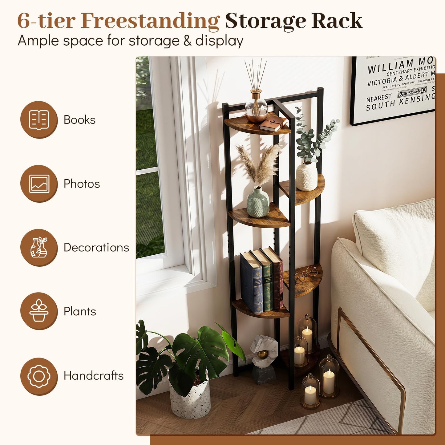 6-Tier Plant Stand, Flower Rack Storage Shelf