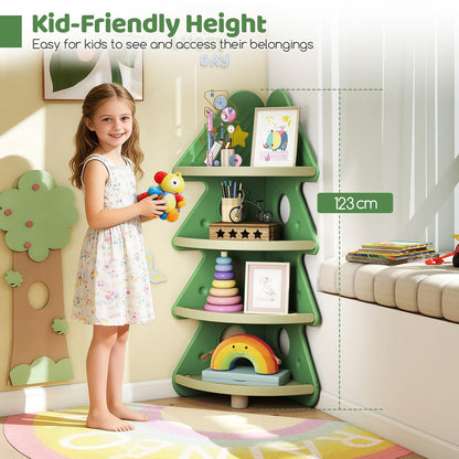 4-Tier Kids Corner Bookshelf for Kids Room and Nursery Playroom
