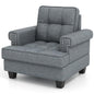 Mid-century Modern Accent Armchair Tufted Linen Club Chair with Extra Pillow