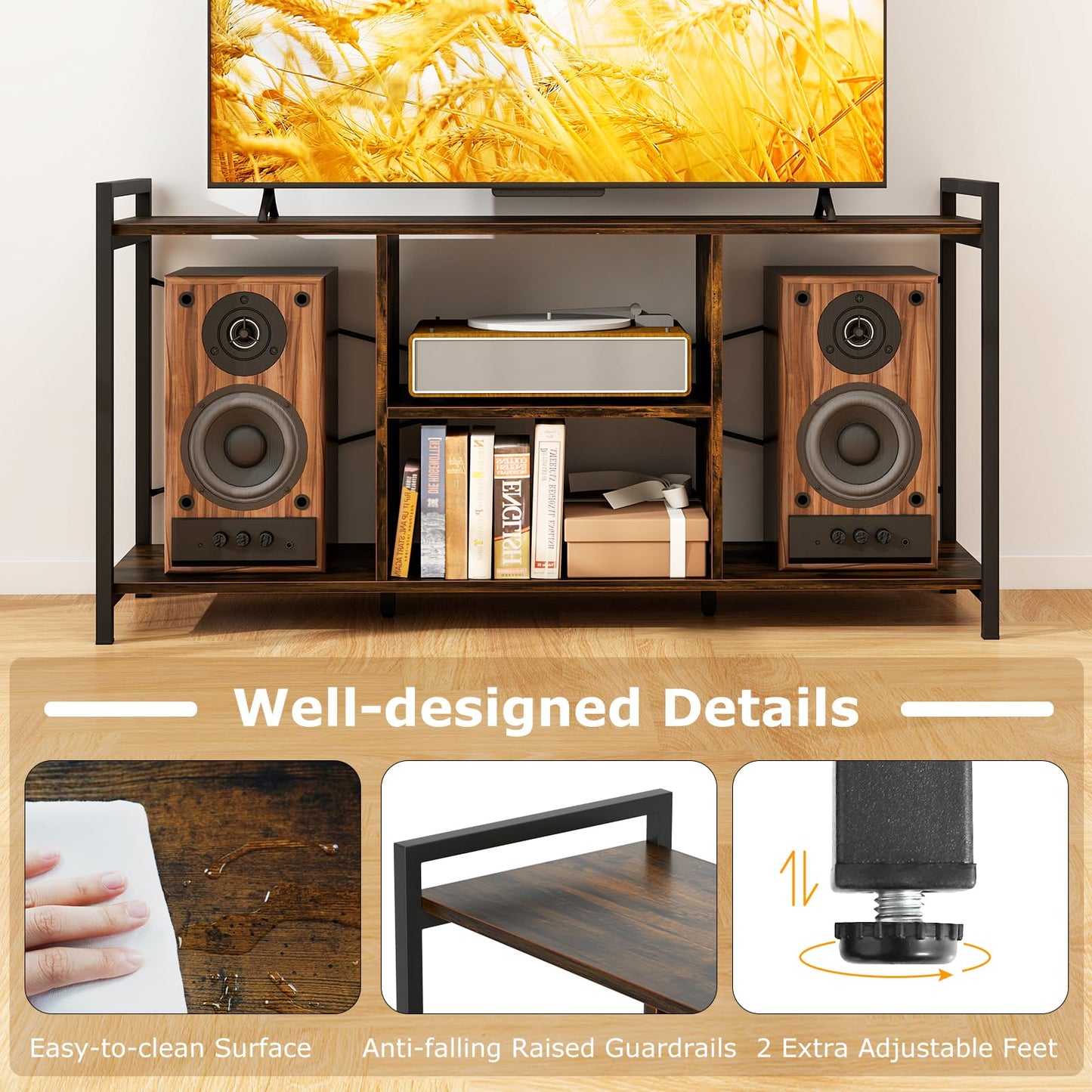 Giantex  TV Stand Cabinet for 55 Inch TVs 120cm Industrial TV Unit Media Entertainment Center