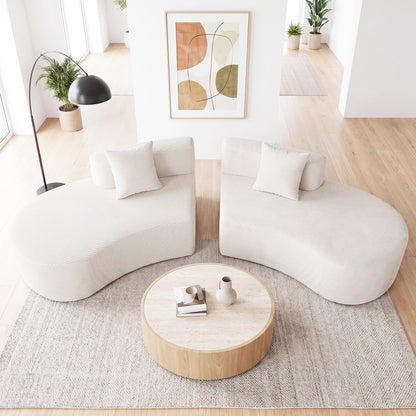306cm Curved Sofa Couch, 5-Seater Sectional Boneless Sofa Bed with 3 Comfy Pillows