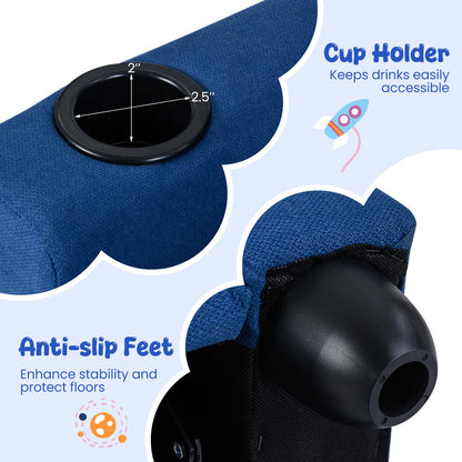 Kids Recliner with Cup Holder PU Leather Kids Reclining Chair