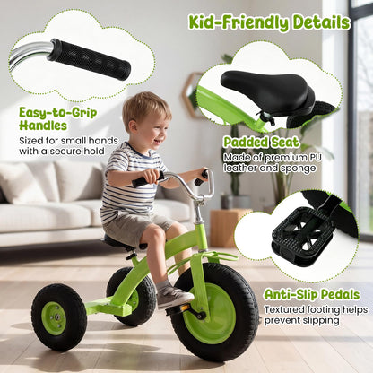 Kids Tricycle ( 84 x 55 x 68-77cm, without Storage Basket) | Carbon Steel Toddler Trike with Inflatable Rubber Tires
