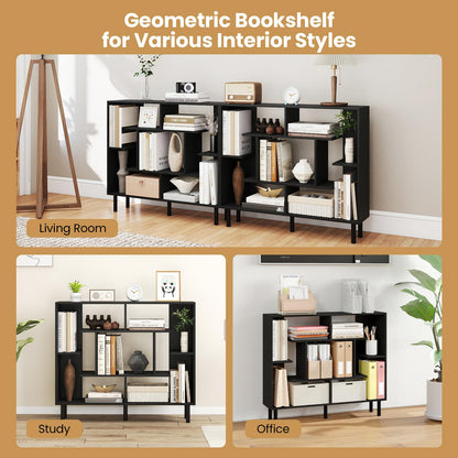 Modern Geometric Bookcase with Anti-tipping Devices
