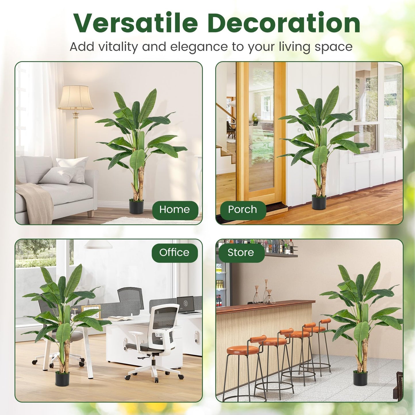 Bird of Paradise Artificial Plant Faux Banana Leaf Tree