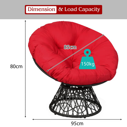 Swivel Rattan Papasan Chair Glider Deep Seat with Cushion