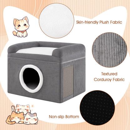 Cat House for Indoor Cats, Foldable Cat Condo