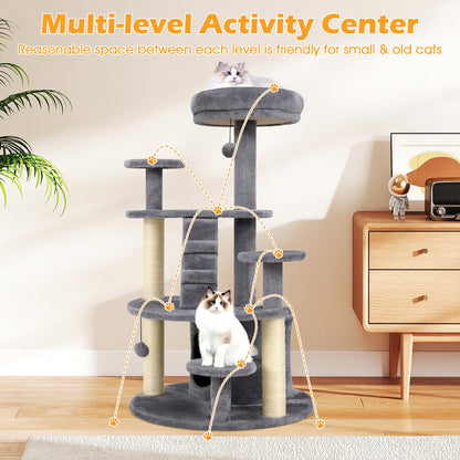 Multilevel Cat Climbing Tower with Condo Sisal Scratching Posts