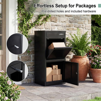 GiantexUK Outdoor Parcel Delivery Box, Large Galvanized Steel Parcel Drop Box with Anti-Theft Design