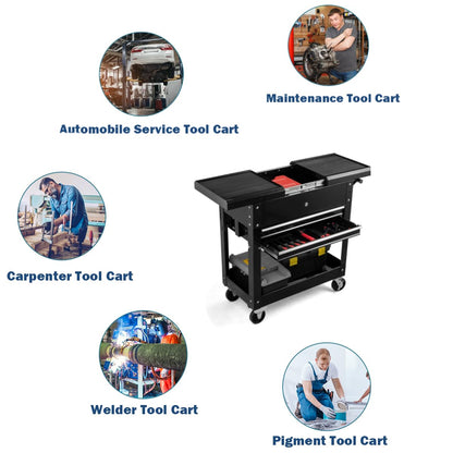 Lockable Rolling Tool Cart with Wheels and Drawers