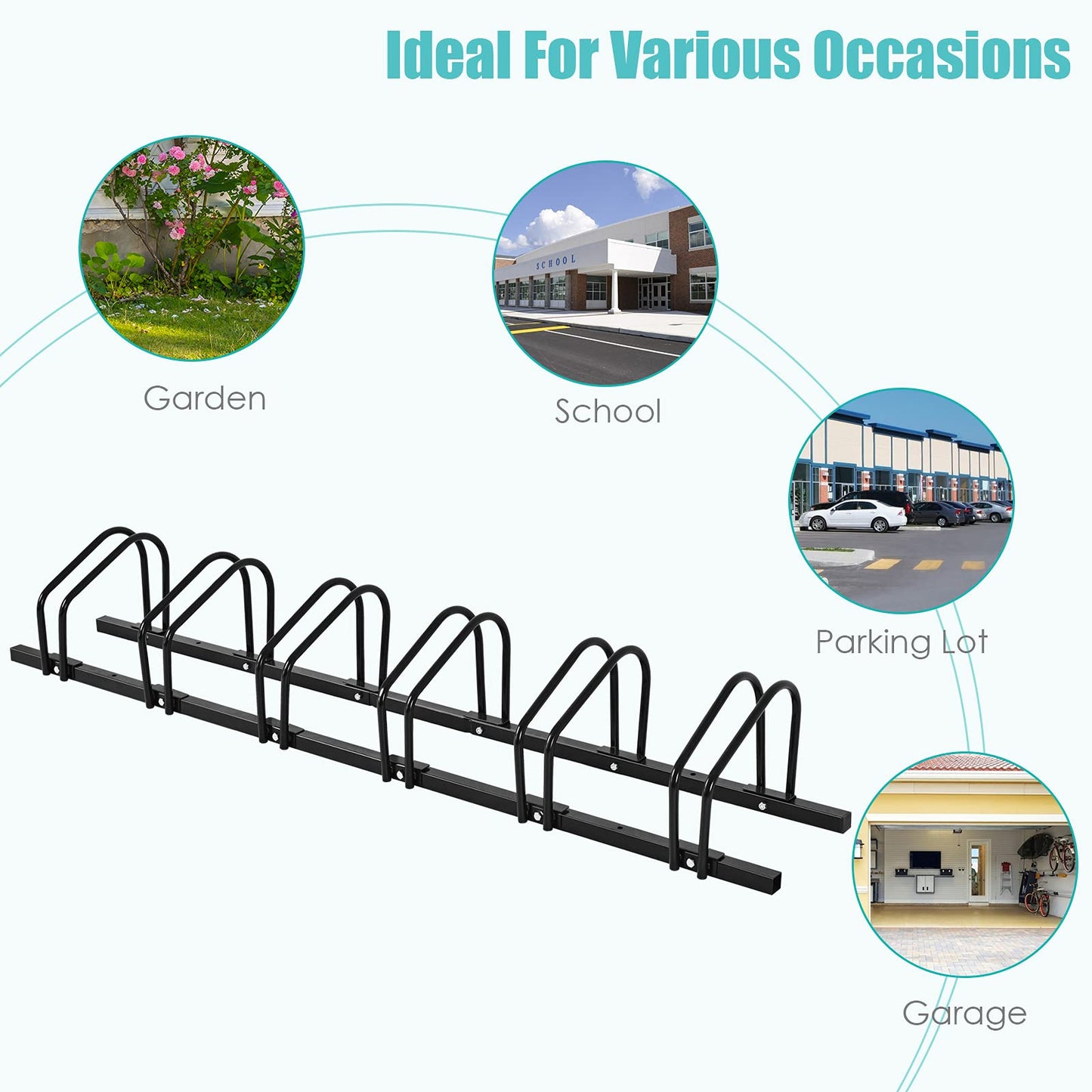 6-Bike Steel Bike Rack for Child BMX Road and Mountain Bikes