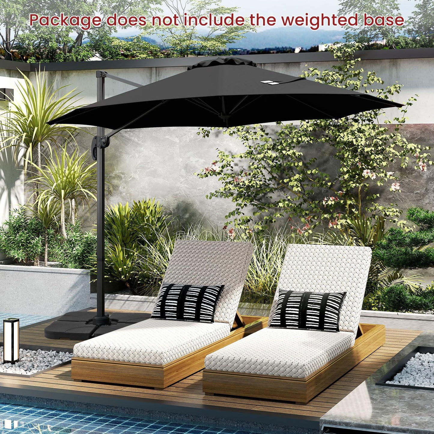 294 x 248 cm Round Outdoor Patio Umbrella Cantilever Umbrella with 360° Rotation for Backyard