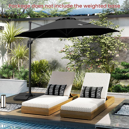 294 x 248 cm Round Outdoor Patio Umbrella Cantilever Umbrella with 360° Rotation for Backyard
