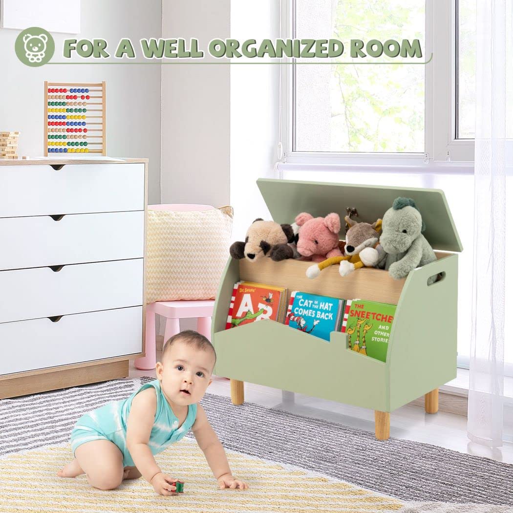 Giantex Wooden Toy Box Kids Storage Chest with Flip-top Lid Multifunctional Children's Organizer