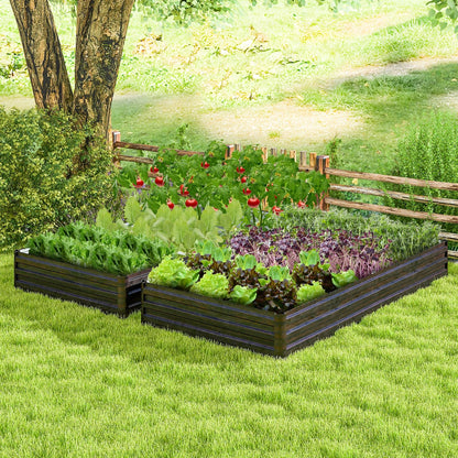 240 x 120 x 30 cm Metal Rectangular Raised Garden Bed with Open Bottom