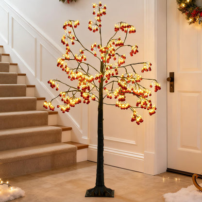 150 CM Christmas Decoration Tree Artificial Tree with Bendable Branches and 384 Red Balls