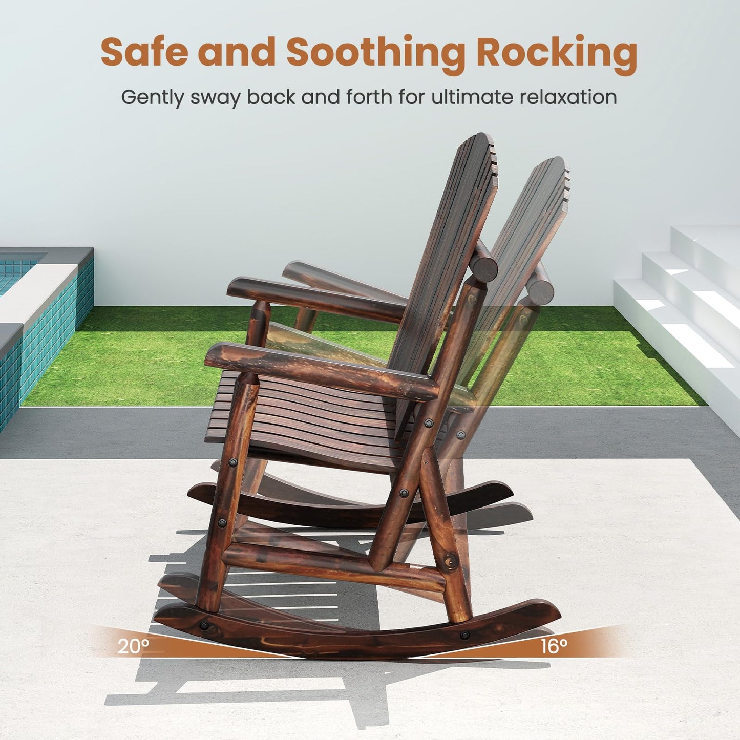 2 Person Adirondack Rocking Chair for Garden