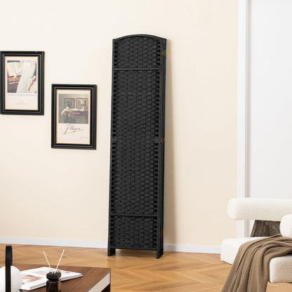 6-Panel Room Divider Folding Privacy Screen with Hand-woven Texture