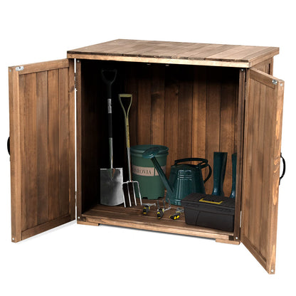 GiantexUK Wooden Garden Shed, Outdoor Tool Storage Cabinet with Double Doors